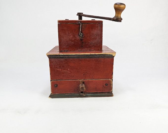 Antique coffee grinder from 1800s - Norwegian Primitive and rustic tool - Kitchen counter decor