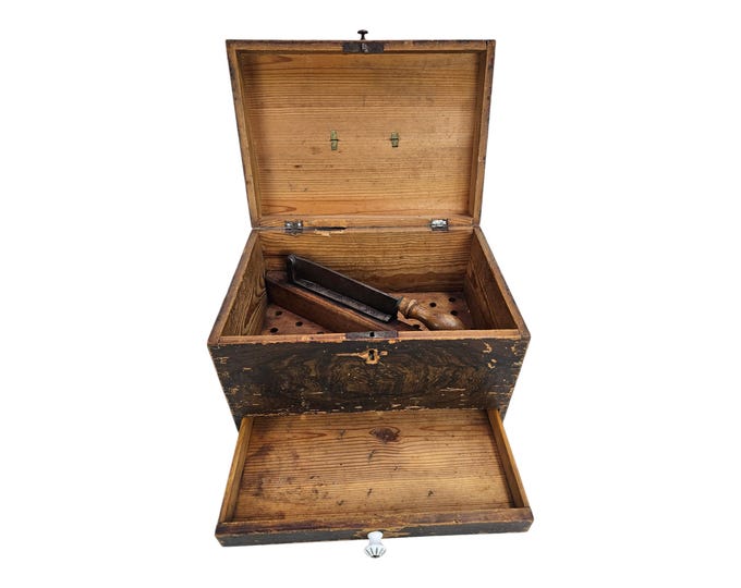 Rare Norwegian Antique Sugar Box with Swedish Cutter Blade, 1850-1880s | Norwegian Folk-Art Decor
