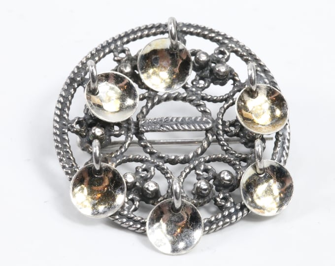 Solje For Norwegian Vestfold Bunad | 830 Sterling Silver | Oxidized Cast Neck Pin | Bunad Silver Jewelry | Gift