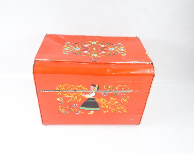 Vintage Norwegian Tinplate Bread Box 1950s - Olaf Ellingsen Designed Tea Box