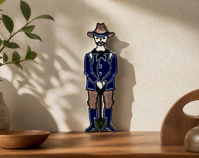 Studio Galaaen Porsgrund Norway Wall Relief | Vintage 1970s Porcelain Rallar Worker | Mid Century Scandinavian Pottery | Nordic Home Decor