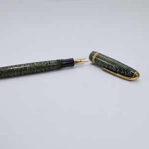 Parker Vacumatic Pluma Estilográfica Vintage Emerald Pearl Años 30 40 Oro 14K Art Deco Coleccionista imagen 7