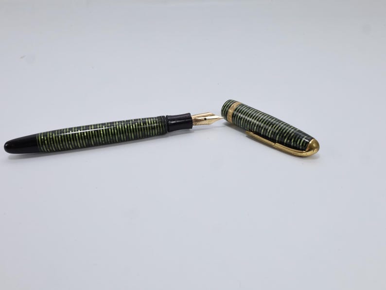 Parker Vacumatic Pluma Estilográfica Vintage Emerald Pearl Años 30 40 Oro 14K Art Deco Coleccionista imagen 7