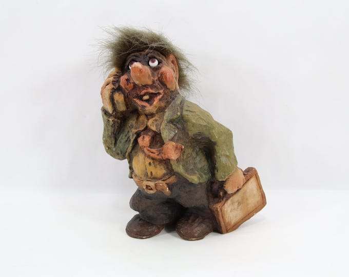 Fosse Troll Art 820 | Business Troll with Briefcase | Norwegian Resin Folk Art 1990s