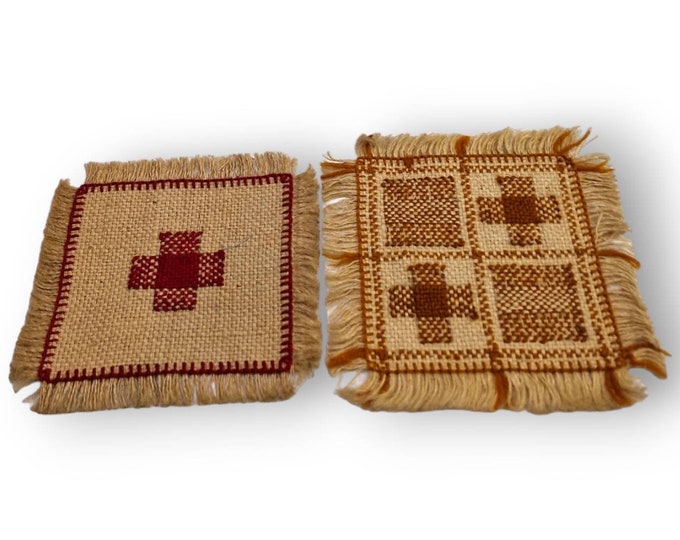 Set of two small 1940s Norwegian samplar cloths,Cross stitch pattern,Norwegian folkart,Cross samplar,Collectibles,Real Norwegian old gift.