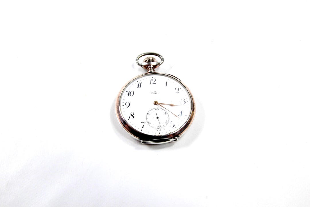 Swiss Viola Antique Pocket Watch | Silver Case With Gold Edges ...
