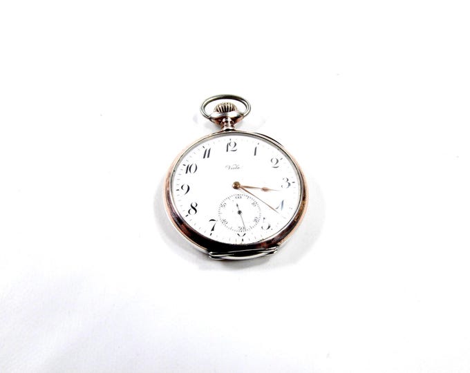 Swiss Viola Antique Watch | Silver Pocket Watch with Gold Edges | Wedding Gift for Him | Vintage Collection