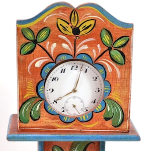 Norwegian Vintage Pocket Watch Cabinet 1910s | Miniature Grandfather Clock Stand | Ancre Pocket Watch