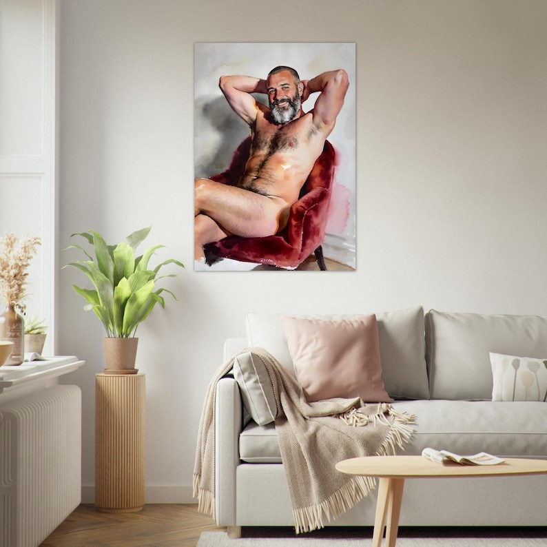 David in the Red Chair Fine Art Giclee Print - Handsome Daddy Aesthetic image 2