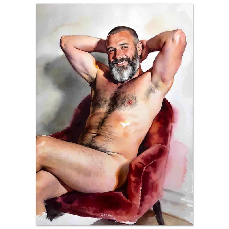 David in the Red Chair Fine Art Giclee Print - Handsome Daddy Aesthetic image 1