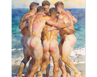 Tarjetas de felicitación con diseño de acuarela "Los chicos del verano" (paquete de 10) – Interior en blanco, sobres incluidos.