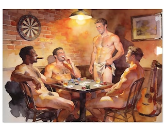 The High Stakes Vivid Giclée Print - Risqué Strip Poker Game