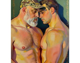 Intergenerational Gay Couple Fine Art Poster - Vivid Giclée Print of Desire & Longing