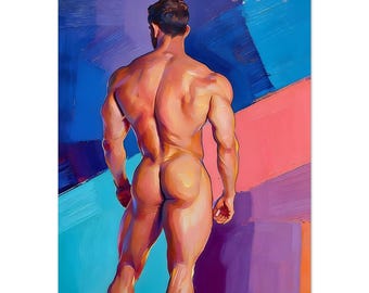 Color Block Man Giclee Print – Modern Geometric Abstract Wall Art, Vibrant Portrait