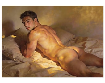 Antonio Nude on Bed Fine Giclée Print | Museum Quality Art Print | Gift for Art Lover