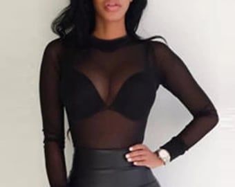 black see thru long sleeve shirt
