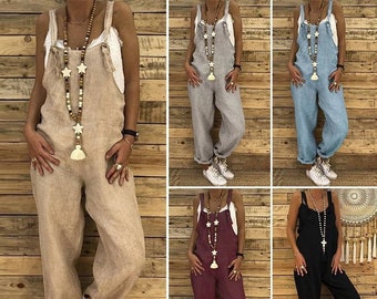 linen overalls outfit