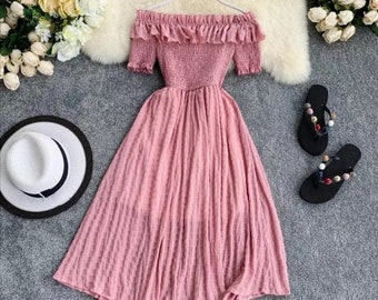 long pink summer dress