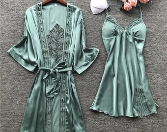 green silk nightdress