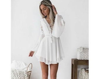 white bohemian sundress