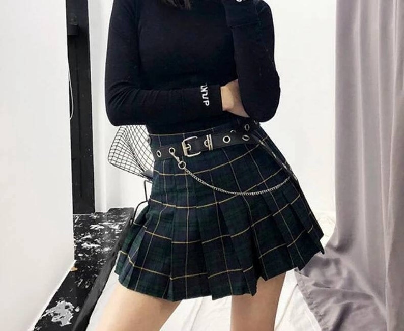 Red Black Goth Skirt / Anime Skirt / Cosplay Tartan Skirt / | Etsy