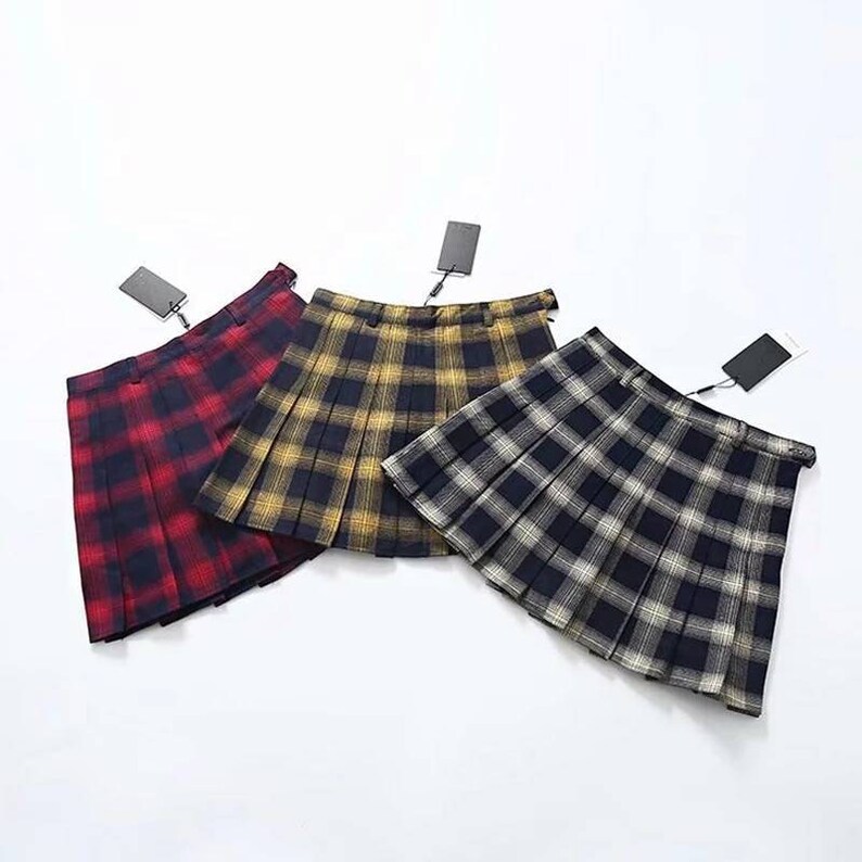 Tartan Goth Skirt / School Girl Skirt / Yellow and Black Anime Etsy