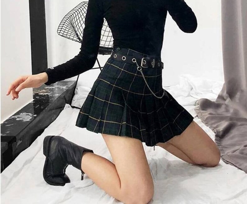 Red Black Goth Skirt / Anime Skirt / Cosplay Tartan Skirt / | Etsy