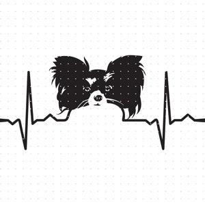 Papillion dog heartbeat svg, dog breeds clipart, papillion png, dog heartbeat dxf logo, vector eps cut files for cricut and silhouette use
