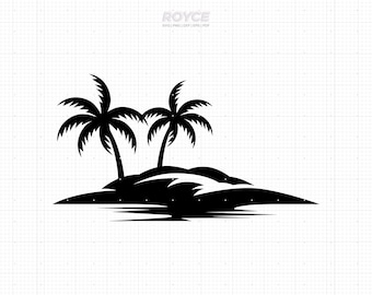 Palm Tree Island SVG: Tropical Clipart, Summer Vacation (Digital Download)