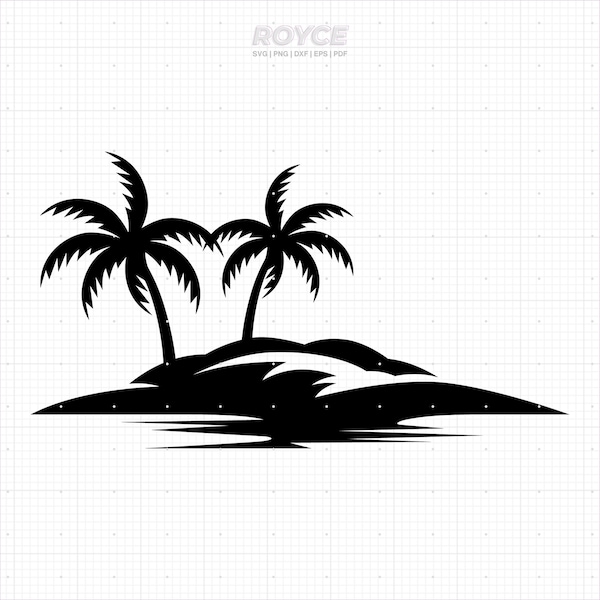 palm tree svg, island clipart, tropical vacation png, tropical island dxf, summer vacation vector, summer eps, svg cut files for cricut