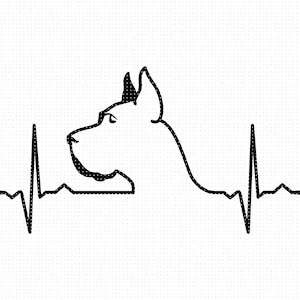 Great dane heartbeat svg, hondenras clipart, honden png, great dane dxf-logo, hartslag vector eps-bestanden knippen voor cricut en silhouet gebruik