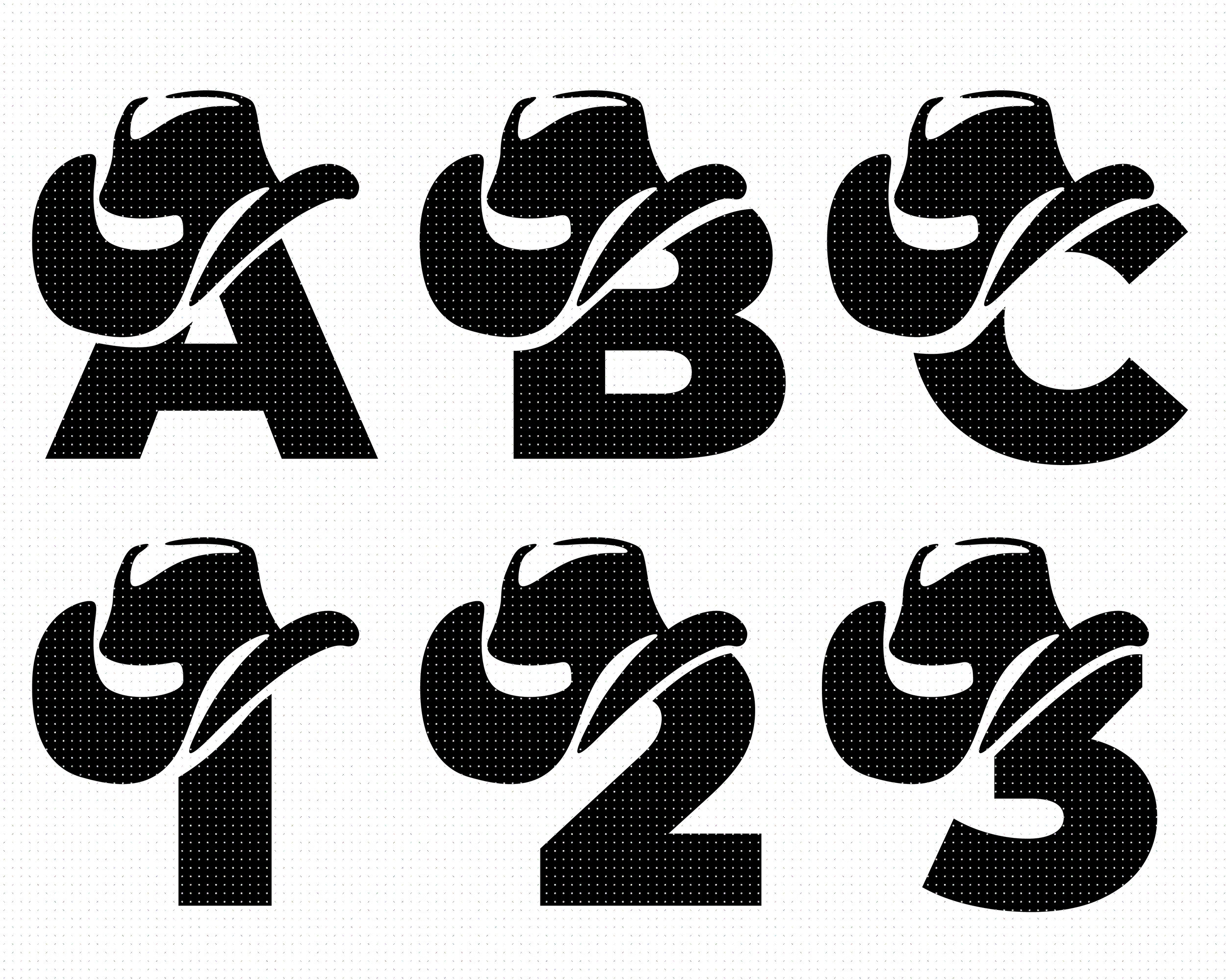 Letters With Cowboy Hats Svg, Cowboy Hat Alphabet Svg