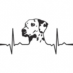 Dalmatische hartslag svg, hondenras clipart, Dalmatiërs png, honden fokken dxf-logo, vector eps-bestanden knippen voor cricut en silhouet gebruik