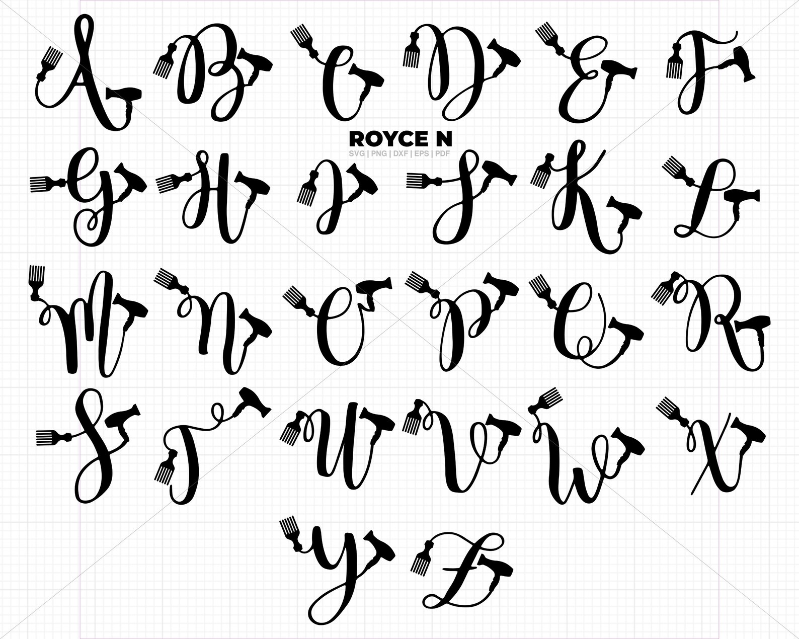 Hairdresser Letters Svg, Hairstylist Alphabet Clipart, Scissors Letters ...