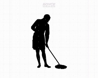 Housekeeper SVG Clipart: Cleaning Silhouette (Digital Download)