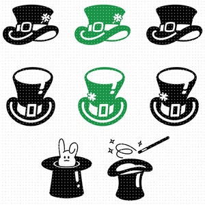 top hat svg, magician's hat clipart, leprechaun hat png, top hat dxf logo, magician hat vector eps cut files for cricut and silhouette use