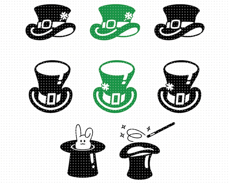 top hat svg, magician's hat clipart, leprechaun hat png, top hat dxf logo, magician hat vector eps cut files for cricut and silhouette use