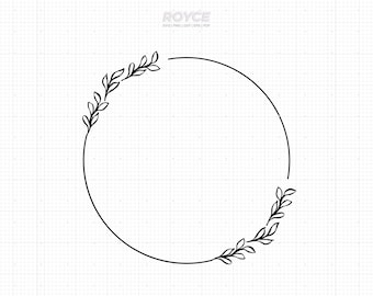 Marco circular de hojas SVG: Monograma de corona floral (archivos digitales)