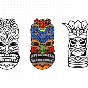 tiki mask svg, hawaiian mask clipart, tribal mask png, dxf for logo, vector eps cut files for cricut and silhouette use