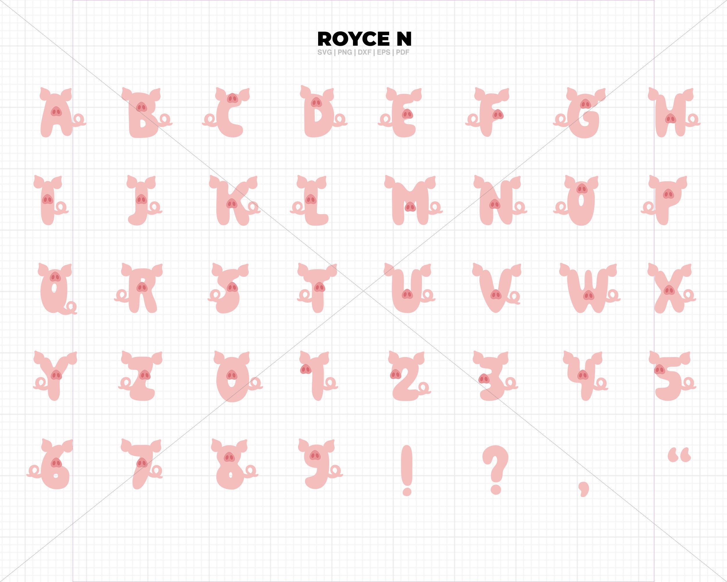 Swine Lettering Pig Alphabet Clipart, Piggy Letters (svg, Png, Dxf, Eps, Pdf) Cut Files ...
