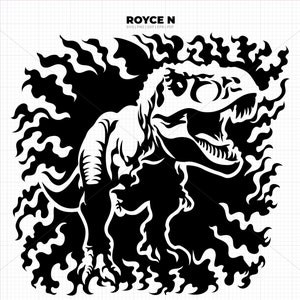 Flaming trex svg, clipart dinosaure, t-rex png, dxf trex on fire, silhouette trex, trex eps, fichiers coupés svg pour cricut, svg à usage commercial