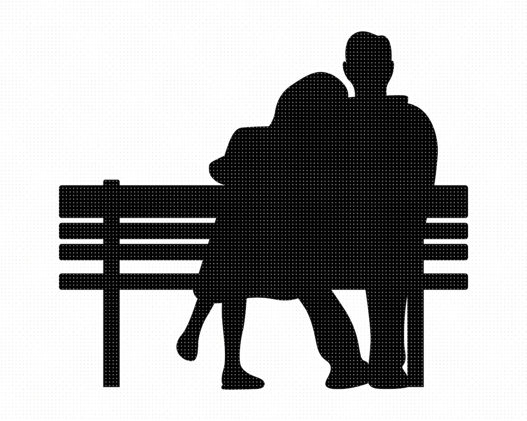 Couple Sitting on a Bench Svg, Lovers on a Bench Clipart, Resting on a