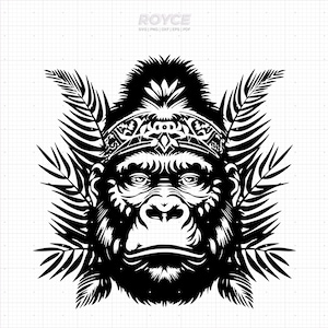 Stammes- gorilla svg, Gorilla Clipart, Gorilla Gesicht png, Gorilla Kopf dxf, Gorilla-Vektorgrafik, eps, svg schnitt Dateien für Cricut, kommerzielle Nutzung svg