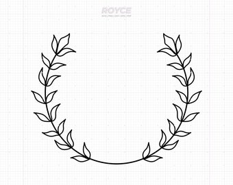 Corona de hojas de laurel SVG, estilo rústico (descarga digital)