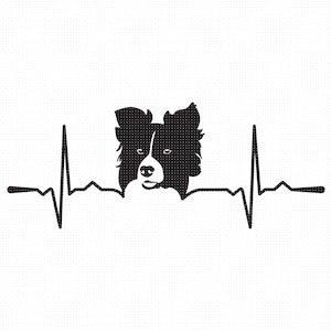 border collie svg, schattige border collie clipart, border collie hartslag svg, dxf voor logo, vector eps-bestanden knippen voor cricut en silhouet gebruik