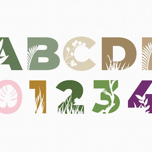 Leaves and Nature Alphabet and Numbers Set svg, Letters clipart, png, dxf, eps