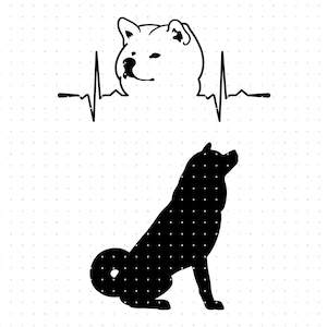 akita heartbeat svg, dog breed clipart, akita heartbeat png, dog breeds dxf logo, vector eps cut files for cricut and silhouette use