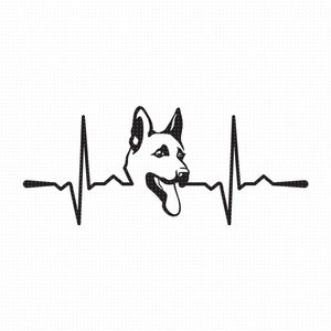 Duitse herder hartslag svg, Duitse herder gezicht clipart, hond png, dxf voor logo, vector eps-bestanden knippen voor cricut en silhouet gebruik
