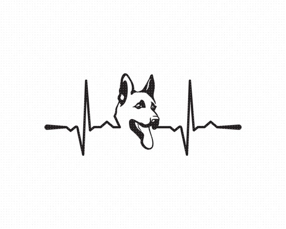 German shepherd heartbeat svg german shepherd face clipart | Etsy