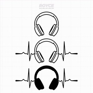 headphone svg, dj headphones svg, headphone heartbeat svg, headphones dxf, vector, eps, svg cut files for cricut, commercial use svg
